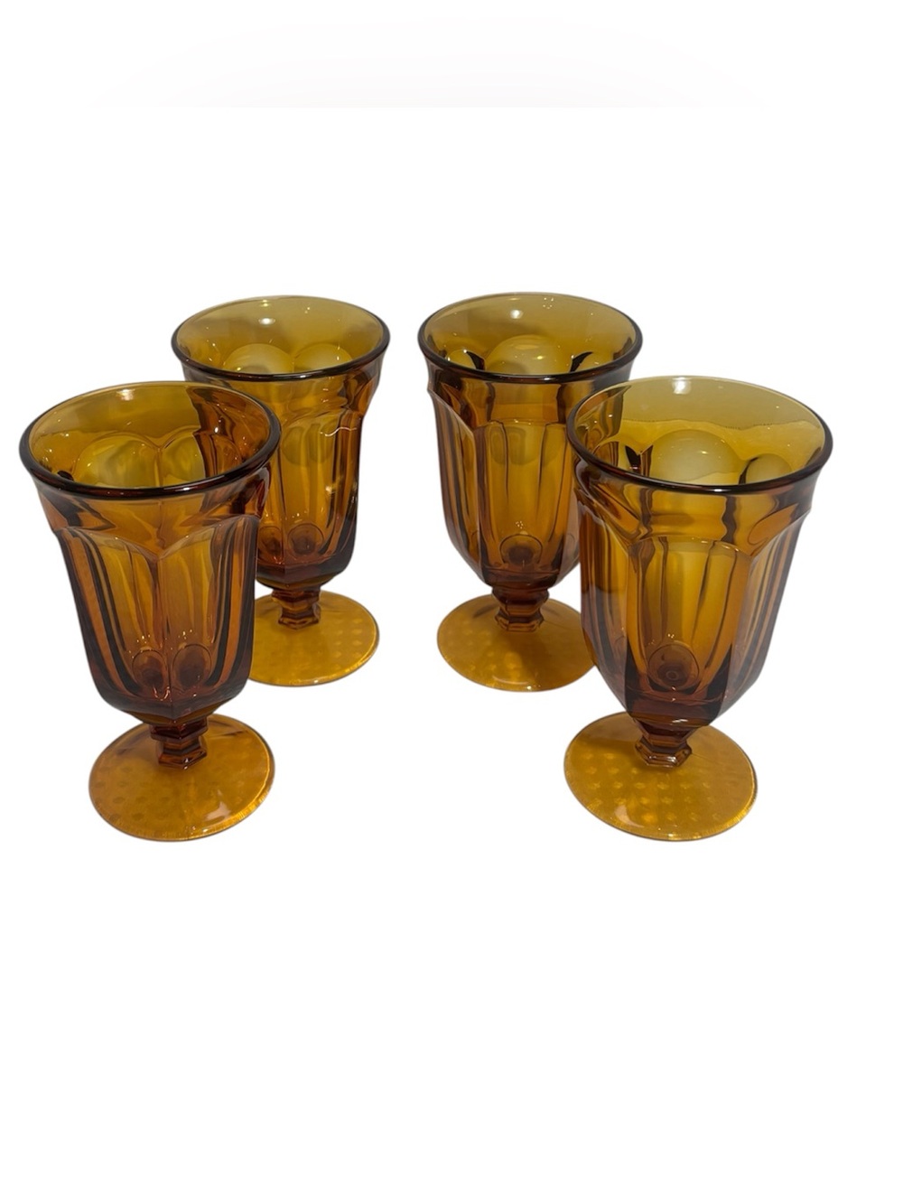 Imperial Glass Old Williamsburg Amber Iced Tea Goblets Set of 4 Honey Gold Brown